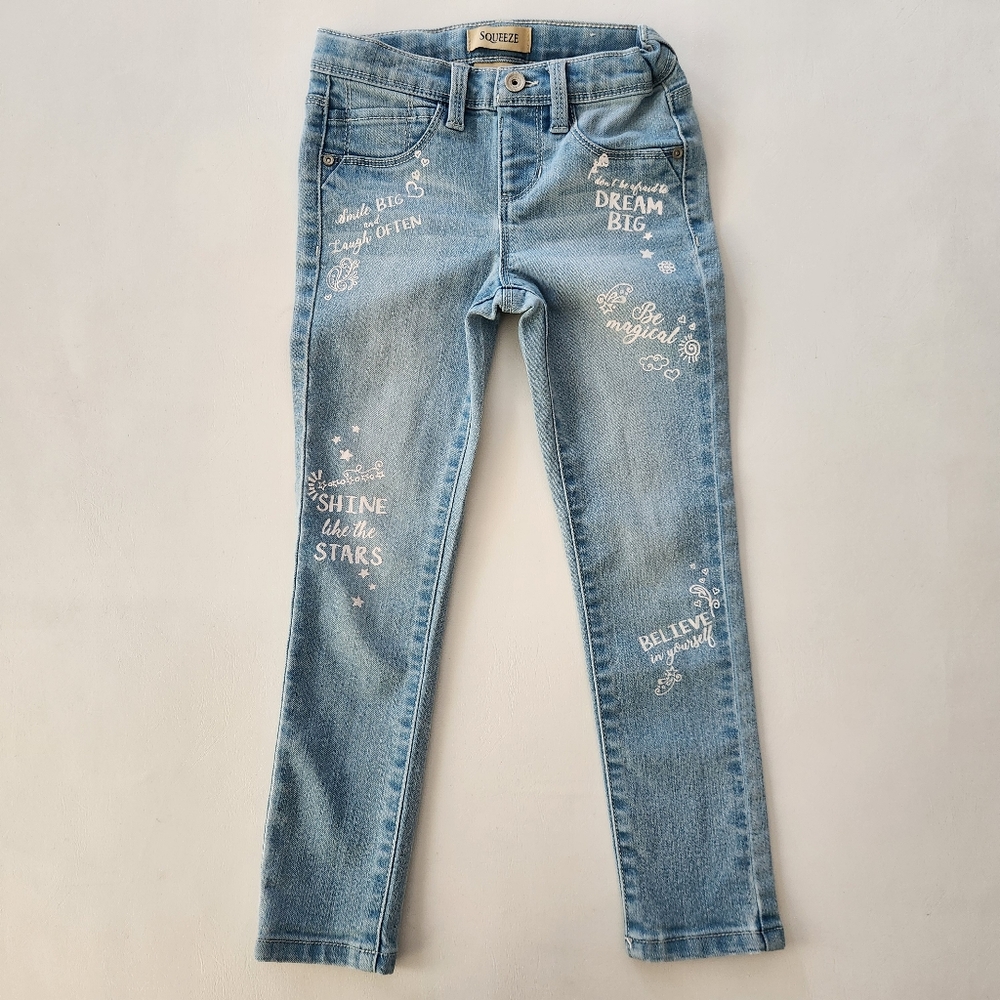Squeeze Kids Denim Jeans with Motivational Designs